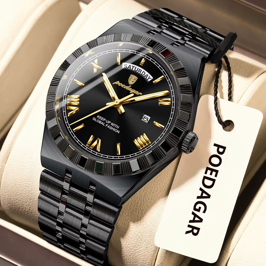 POEDAGAR Armbanduhr Quarz, Edelstahl, Silber, Herren - Bild 2