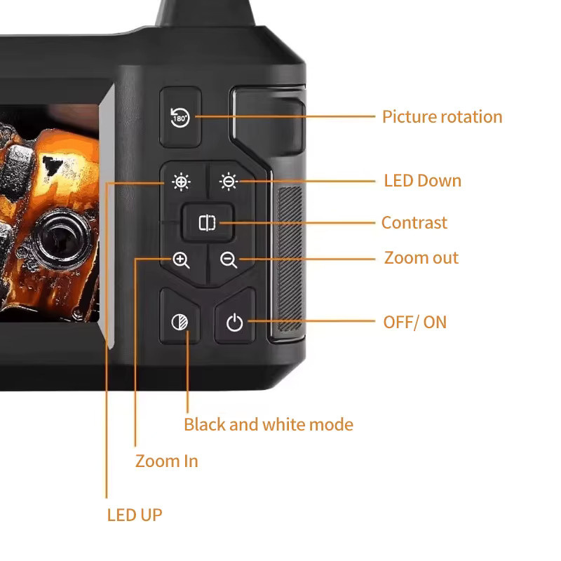 AOERWEI Industrie-Endoskop mit 4,3 Zoll HD-Display, 1080P Auflösung, IP67 wasserdicht, Einzel- und Doppellinsen-Option, 2000mAh Akku, Farbe: Schwarz - Bild 3