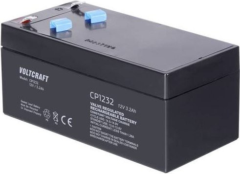 Voltcraft CE12V/3,2Ah VC-12713965 Bleiakku 12V 3,2Ah Blei-Vlies AGM in Schwarz B/H/T: 134 x 67 x 67 mm mit 4,8mm Flachstecker und wartungsfrei - Bild 1
