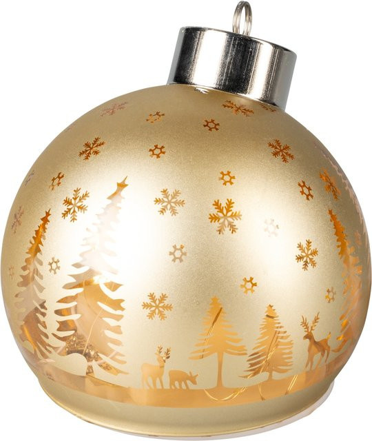 LED-Weihnachtskugel aus Glas von Viva Domo in Gold mit Schneeflocken-Design - Bild 1