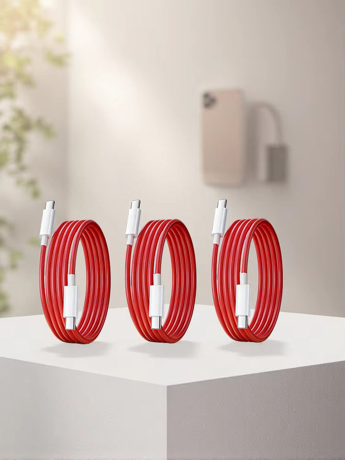 3er-Set USB Typ-C Ladekabel für OnePlus in Rot, 100W 12A Hochgeschwindigkeits-Datenkabel für USB-C Geräte - Bild 6