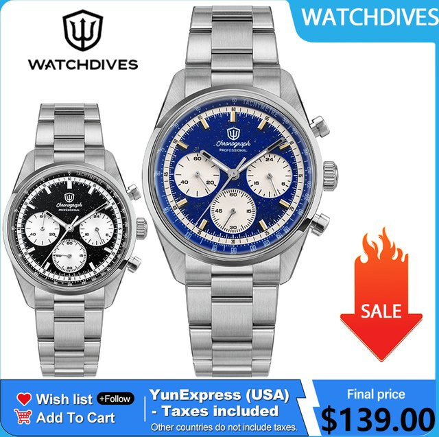 Watchdives Chronograph, Quarz, Edelstahl, Saphirglas, Herren - Bild 1