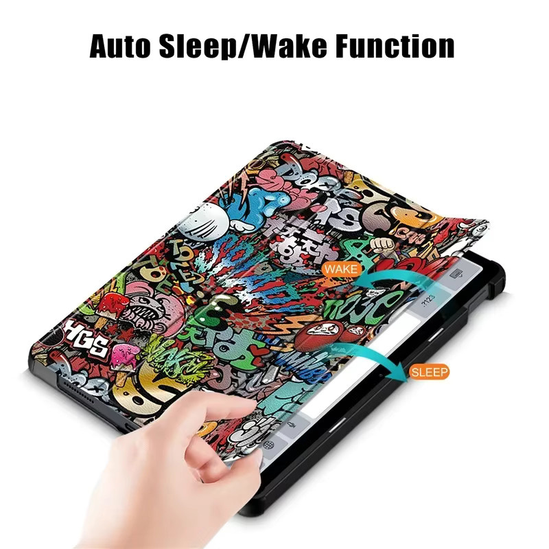 Xiaomi Tablet Hülle mit dreifach faltbarem Ständer und Auto Wake-Sleep Funktion für Xiaomi Pad 6, Mi Pad 5 Pro und Redmi Pad SE 11 2023 in Rot/Mehrfarbig - Bild 2