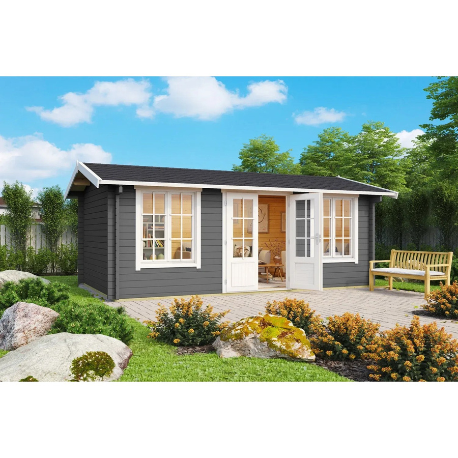 Lasita Blockbohlenhaus Pembrokeshire Gartenhaus mit Satteldach in Grau, B/H/T: 540 x 239,4 x 345,8 cm - Bild 2