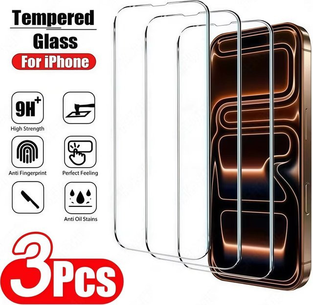 HD-Displayschutzfolien aus Panzerglas für Apple iPhone in transparent, 1-3 Stück Set - Bild 1