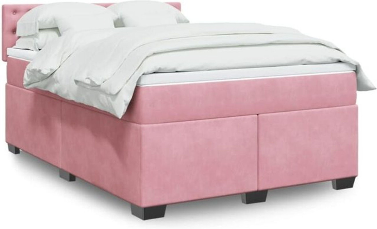 Vidaxl Boxspringbett mit Matratze in Rosa aus Samt, B/T/H: 160 x 200 cm - Bild 1