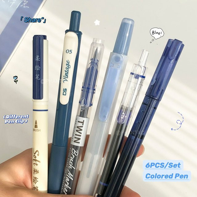 6-teiliges Kalligrafie-Stift-Set mit verschiedenen Stifttypen, farbige Gelstifte mit weichem Kopf und 0,5 mm Spitze, grün, Kunstbedarf zum Malen und Zeichnen - Bild 1
