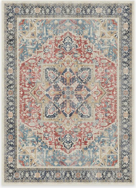 Waschbarer Teppich im persischen Vintage-Stil mit geometrischem Muster, Mehrfarbig, B/T: 40 x 120 cm - Bild 1