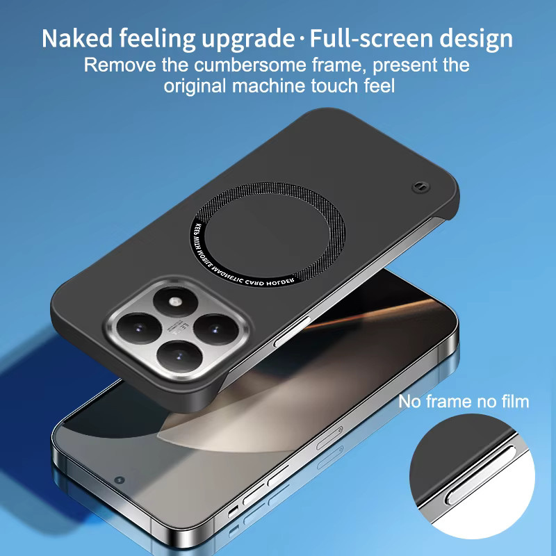 Ultradünne magnetische MagSafe Handyhülle aus Hart-PC für Xiaomi 17 Pro Max, 15T, 14T Pro und 15 Ultra, rahmenloses kabelloses Lade-Cover in Schwarz oder Weiß - Bild 5
