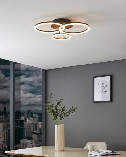Eglo LED-Deckenleuchte Parrapos-Z in Weiß und Schwarz, dimmbar mit Fernbedienung und Timer, B: 54,5 cm, T: 44,5 cm - Bild 1