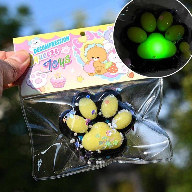 Leuchtende Katzenpfote, Knetspielzeug, Weiche Silikon-Katzenpfote, Fidget Spielzeug - Bild 1