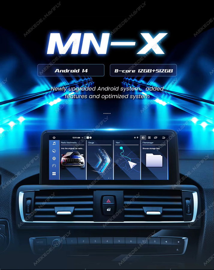 MEKEDE Kabelloses CarPlay und Android Auto Multimedia-System für BMW 1er Serie E81 E82 E87 E88, 10,25 Zoll Touch-Display, 128GB, Schwarz, mit GPS und 4G/Cellular-Unterstützung - Bild 3