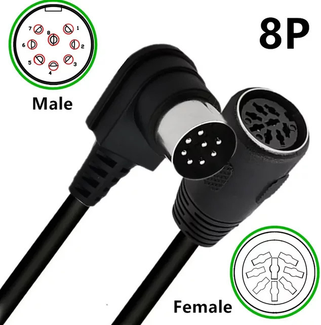 BSN DIN 8Pin Stecker und Buchse Verlängerungskabel in Schwarz für Konferenz-Audiosysteme und Handmikrofone - Bild 1