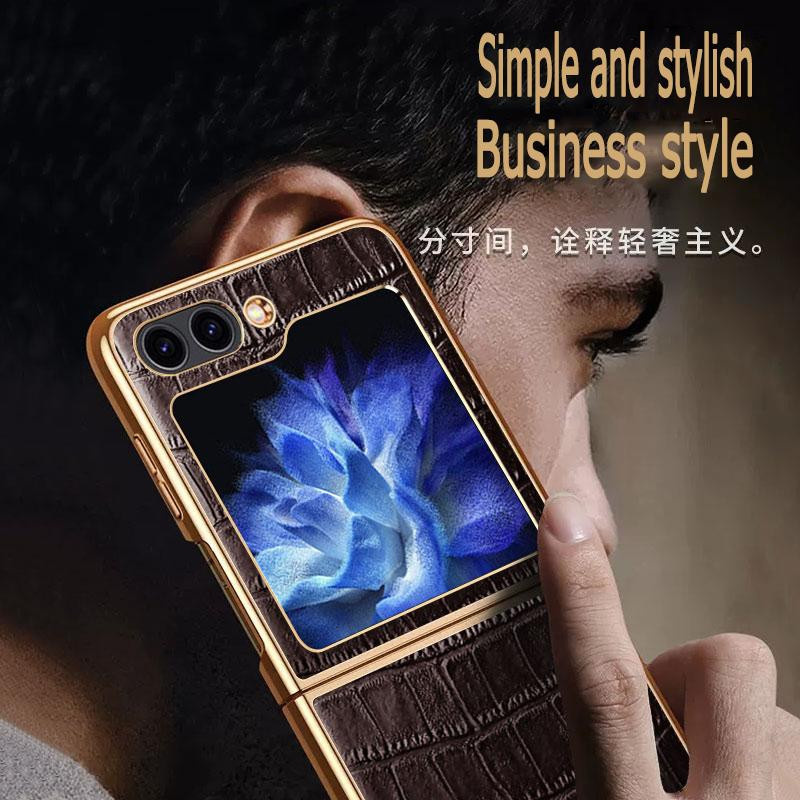 Ultradünne Klappschutzhülle aus Krokodilleder für Samsung Galaxy Z Flip 5 5G, stoßfeste Luxus-Telefonhülle - Bild 4