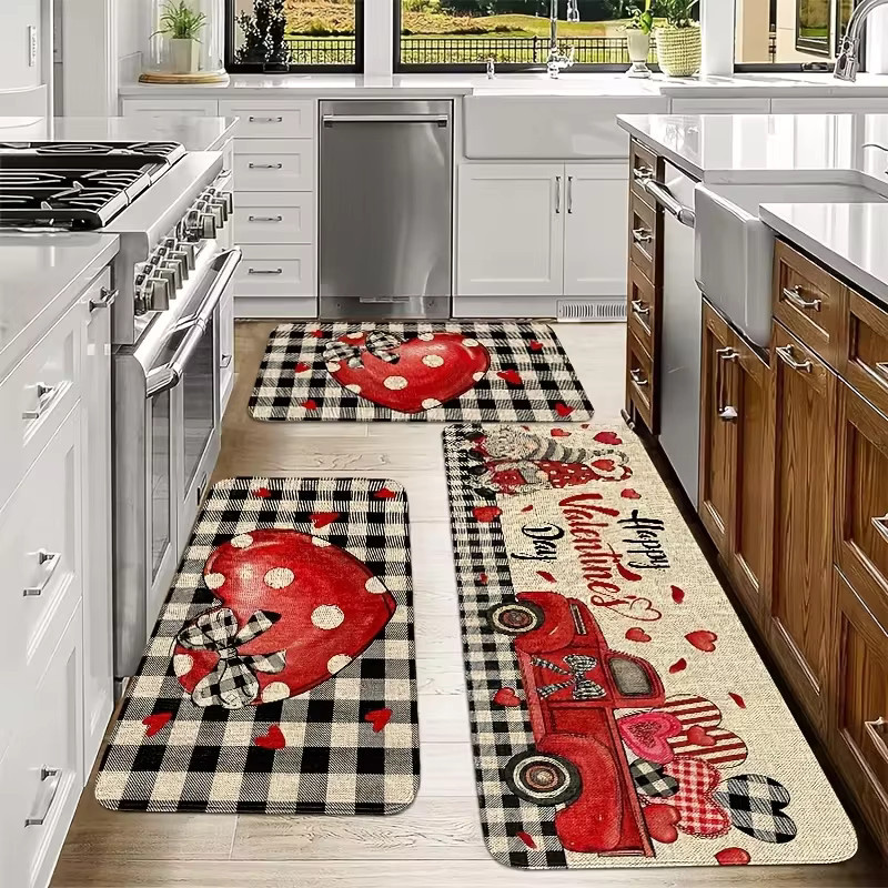 VIKAMA Dekorativer Teppich mit floralem Design in Rot für Wohnzimmer, Schlafzimmer, Küche oder Eingangsbereich - Bild 2
