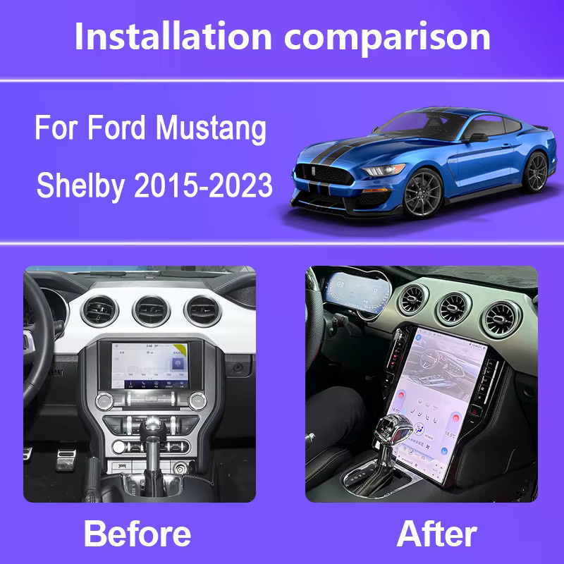 Roadonline Android 14 Multimedia Player für Ford Mustang Shelby 2015-2023, 14,5 Zoll, 8-Core Stereo Empfänger mit GPS, 4G, WIFI und Carplay, Schwarz - Bild 2