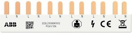 ABB Phasenschiene FlexLine 1P+N, 12 Pins, 6 TE PSX1/12N, Grau, 10mm², 63A - Bild 1