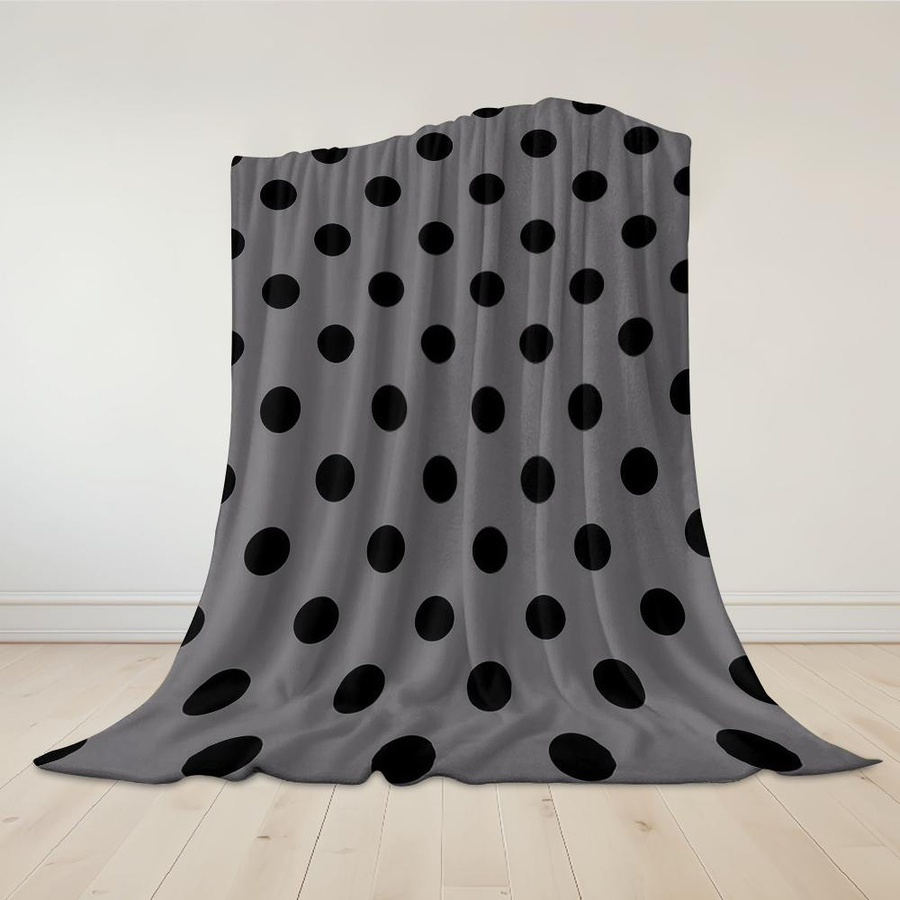 JMG Household Supplies Flanelldecke mit Polka Dots in Schwarz und Grau, weiches Fleece für Sofa und Deko, B/H: 70 x 100 cm - Bild 3