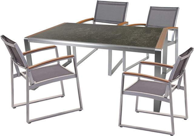 Garden Pleasure Gartenmöbel-Set Averna 5-teilig in Grau aus Aluminium und Glas - Bild 1