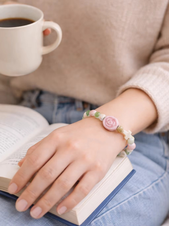 Armband Rosa Rosen-Keramik, Verstellbar, Kinder - Bild 2