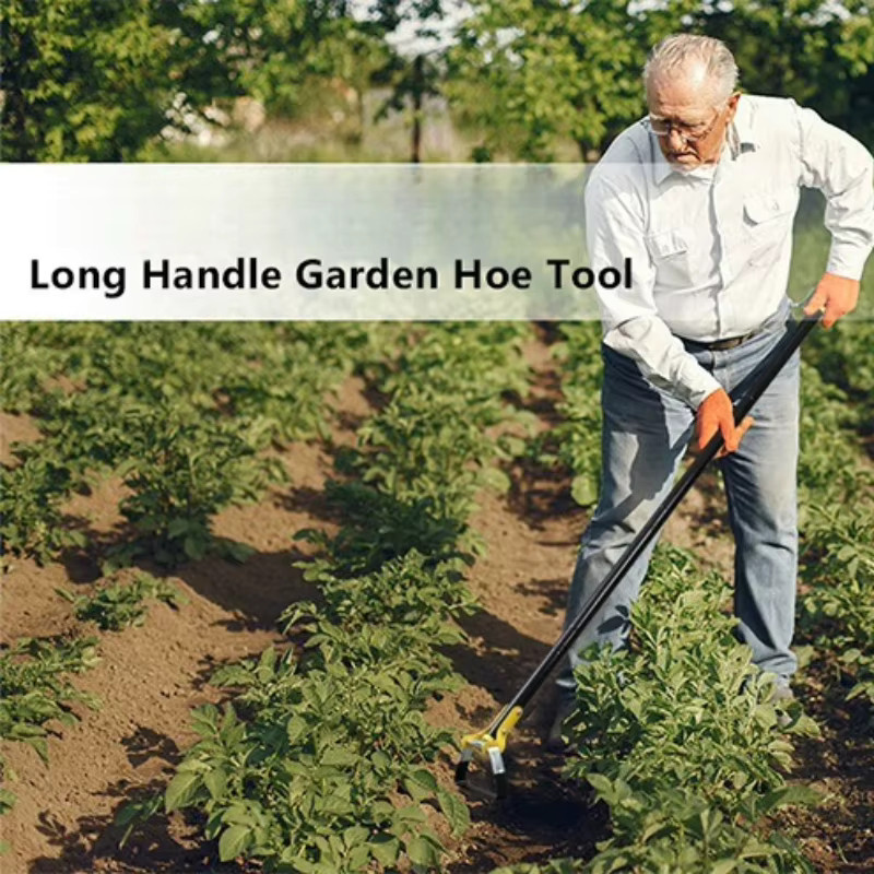 BEILU Ergonomische Garten-Hula-Hacke aus Edelstahl in Silber mit langem Stiel und dreieckigem Kopf zum Unkrautjäten, Höhe: 120 cm - Bild 3