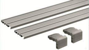 Hettich SlideLine M Laufprofil-Set zweibahnig in Silber matt, Länge: 2500 mm - Bild 1