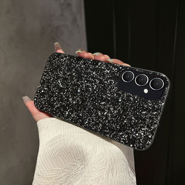 Luxus TPU Handyhülle mit Schwarz Glitter und Strass für Samsung Galaxy A14 A15 A16 A34 A35 A36 A54 A55 A56 A71 A72 A73 4G/5G - Bild 1