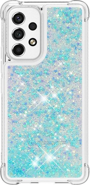 Stoßfeste Handyhülle mit Glitzer-Flüssig-Pailletten und Cartoon-Tier-Design für Samsung Galaxy A53 A13 A23 A33 A73 5G A03s in Transparent Blau - Bild 1