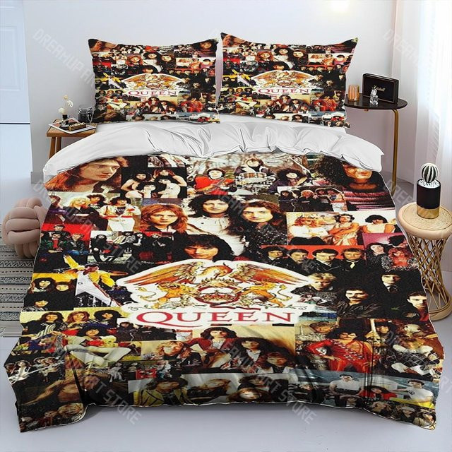 Bettwäscheset Freddie Mercury Queen Rockband mit Bettbezug und Kissenbezug, Mehrfarbig, Microfaser, B/H: 90 x 200 cm - Bild 1