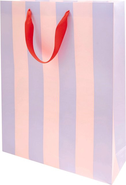 Rico Design Geschenktüte Streifen in Rosa und Flieder, B/H: 12,0 x 26,0 cm - Bild 1