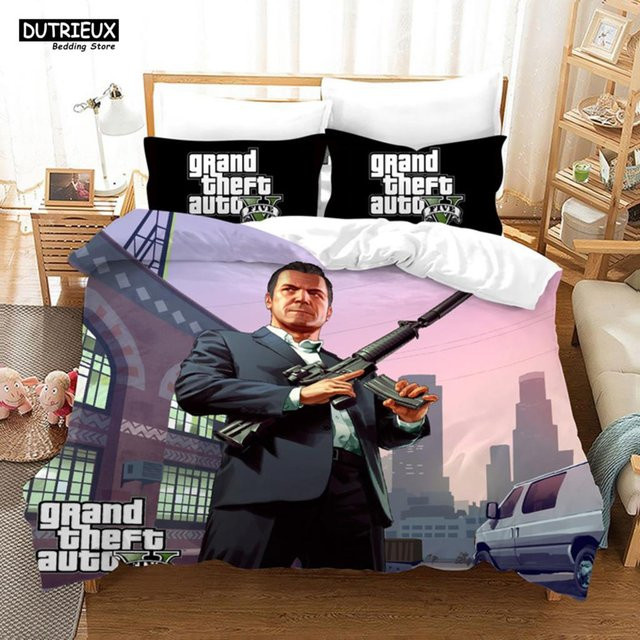 Lodestar GTA V Bettwäscheset mit Bettbezug und Kissenbezug aus Mikrofaser, B/H: 135 x 200 cm - Bild 1