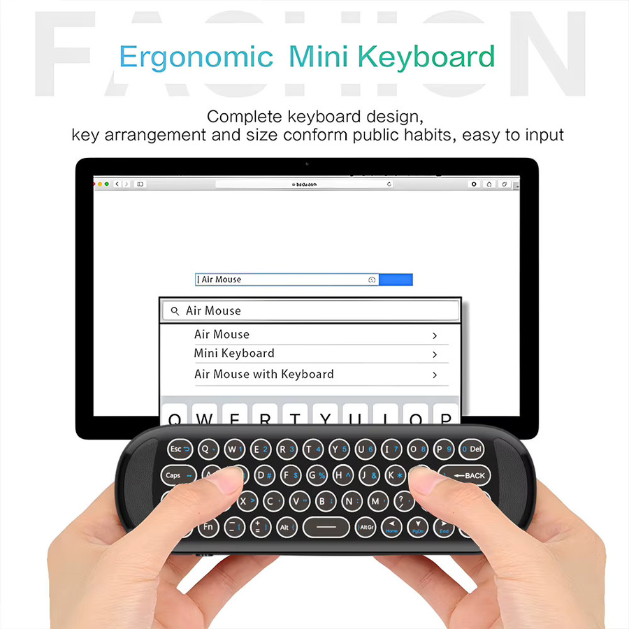 MRSVI W1 PLUS Air Mouse Fernbedienung in Schwarz: Kabellose 2,4G RF Mini-Tastatur mit Gyroskop und IR-Funktion für Android TV Box - Bild 2
