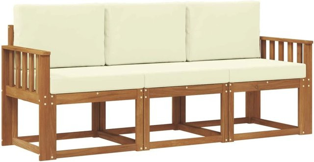 vidaXL Outdoor-Sofagarnitur aus Akazienholz mit Kissen in Beige und Natur - Bild 1