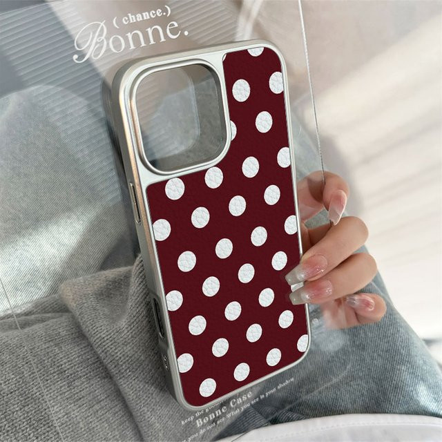AIR PLUS Handyhülle mit Leder-Textur und dunkelroten Punkten für iPhone 11 bis iPhone 17 Pro Max, Sturzsicher, Rot - Bild 1