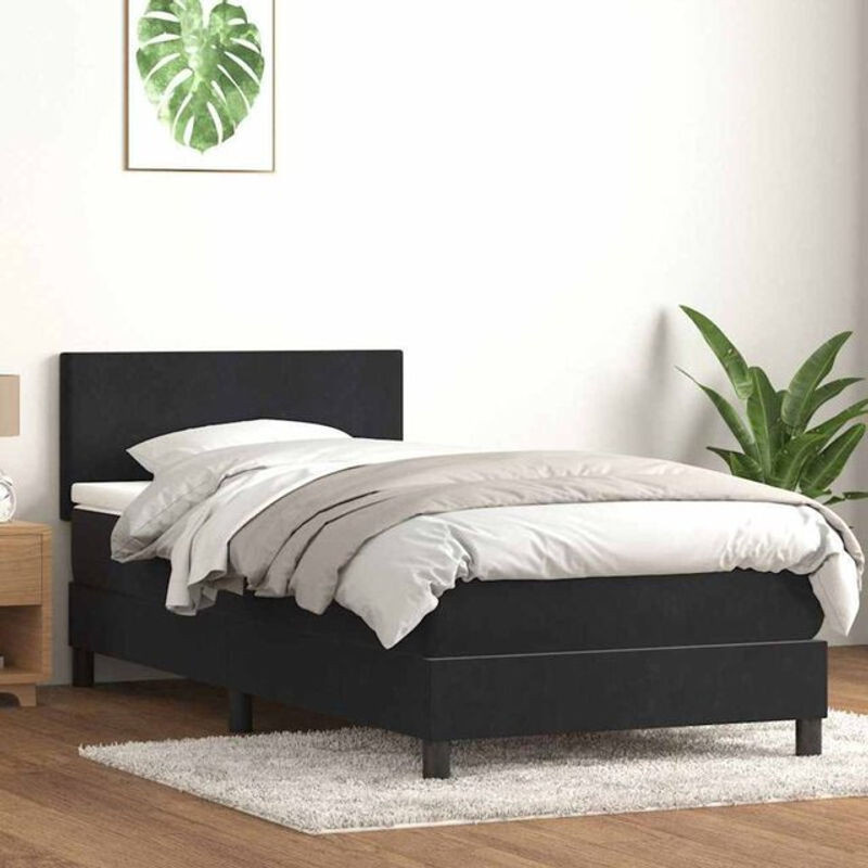 vidaxl Boxspringbett mit Matratze aus Samt in Schwarz B/T/H: 90 x 210 cm - Bild 1