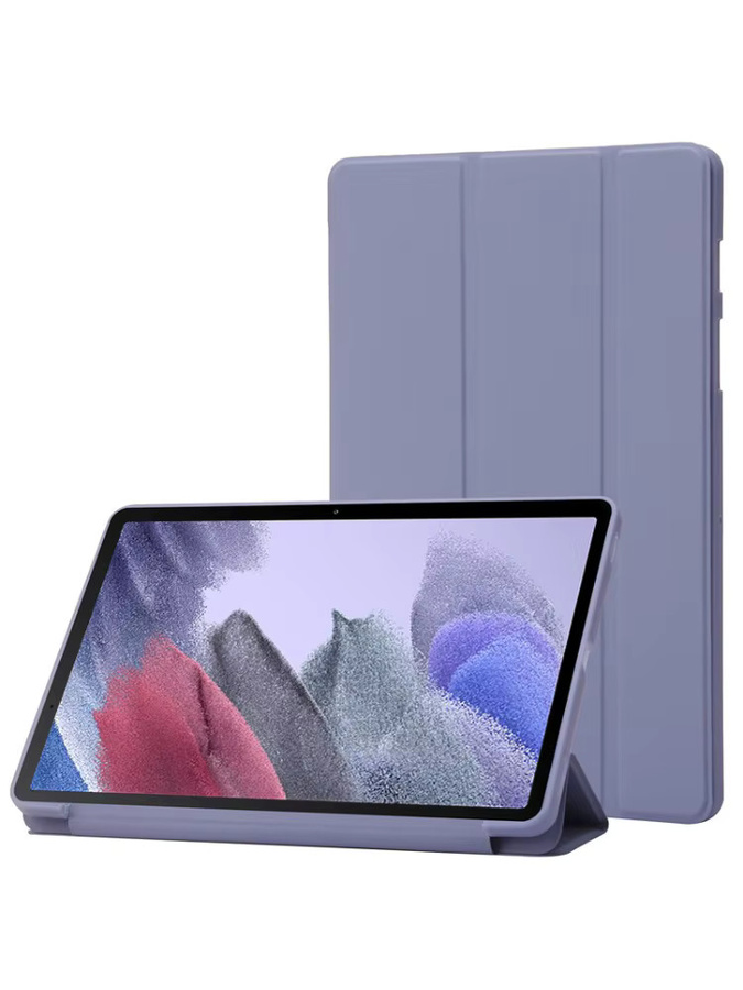 Samsung Galaxy Tab A7 Lite Hülle aus PU-Leder und Soft-TPU mit Standfunktion für T220 und T225 in Grün und Lila - Bild 1