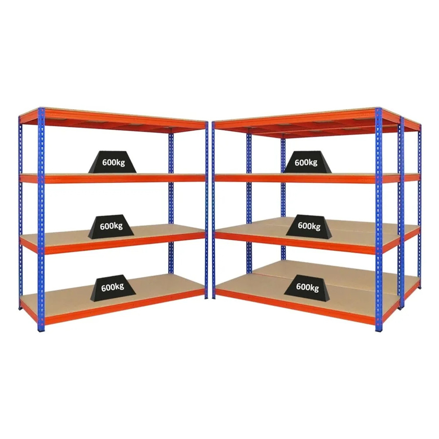 PROREGAL Bison Profi Schwerlastregal Set mit 4 Fachböden, Blau-Orange, H x B x T: 180 x 180 x 60 cm - Bild 2