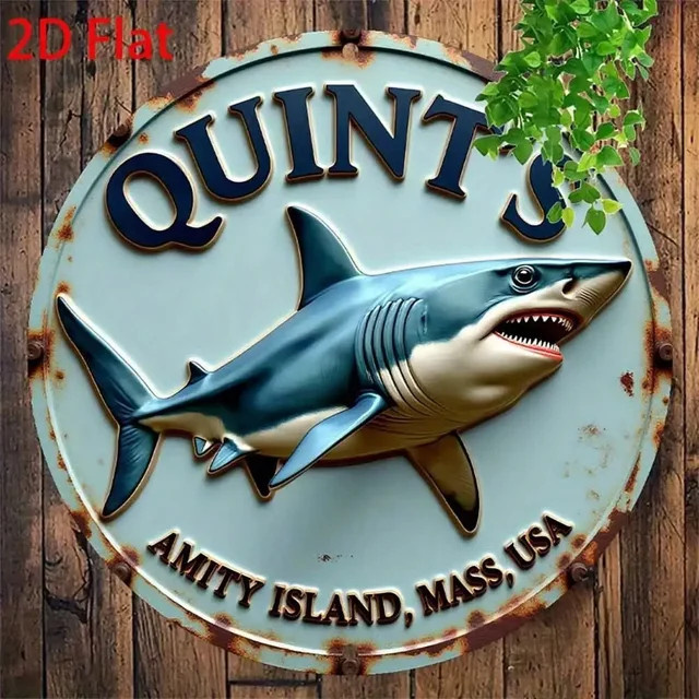 CIFBUY Jaws Film Amity Island Hai Metallschild Vintage Retro Wanddekoration Multicolor, Durchmesser: 20 cm - Bild 1