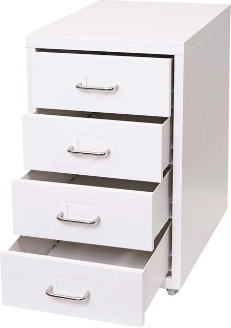 PROREGAL Rollcontainer Housten mit 4 Schubladen in Weiß, B/T/H: 48 x 28 x 41 cm - Bild 1