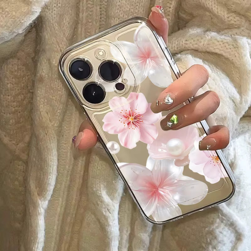 Transparente Handyhülle mit Pfirsichblüten-Perlen-Design für Xiaomi 15T 14T Pro 12T 14 13T Pro 11 Lite 4G 5G sowie Poco X7 F7 F6 X6 X5 F5 Pro - Bild 4