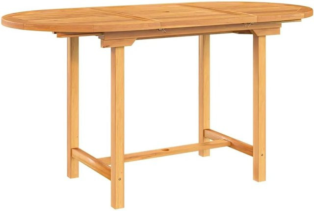 vidaXL Gartentisch aus Teakholz braun, ausziehbar, B/T/H: 110-160 x 80 x 75 cm - Bild 1