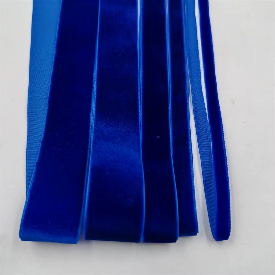 Einseitiges Samtband in Blau für DIY-Geschenkverpackungen und Partydekorationen, Breite: 6-25 mm - Bild 2