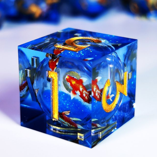 DND Dice Set, 7-teiliges Set, Resin, Blau, Fantasy - Bild 1