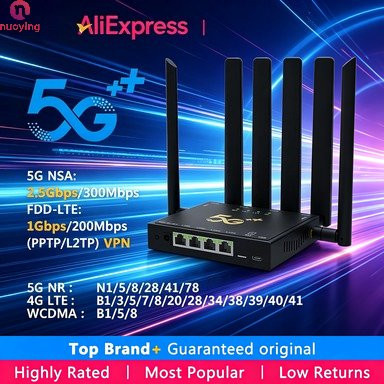 NUOYING 5G CPE Router AX3000 WiFi 6 Mobilfunkrouter in Schwarz - Bild 1
