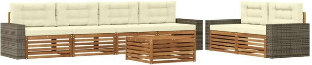 vidaXL Outdoor-Sofagarnitur aus Akazienholz mit Kissen in Beige und Natur - Bild 1