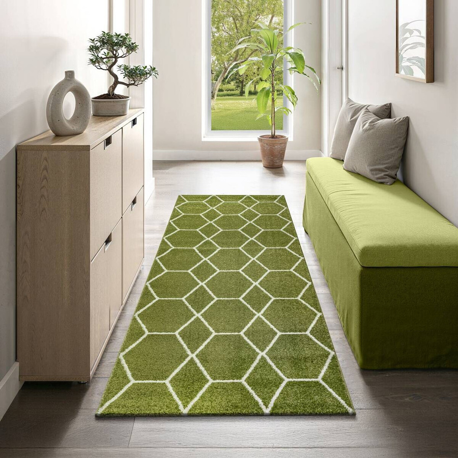 Sanat Teppich Trellis in Grün mit modernem Design, Breite: 80 cm, Länge: 200 cm - Bild 4