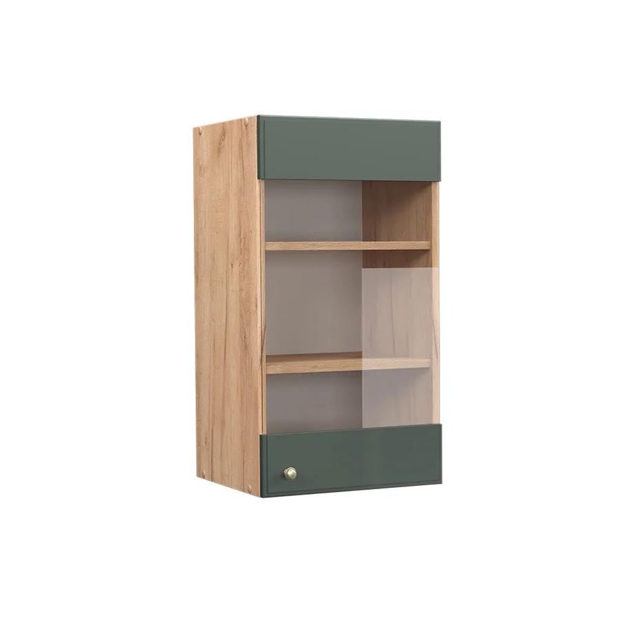 Vicco Küchen-Hängeschrank Fame-Line Landhaus Eiche Grün-Gold mit Glastüren und Softclose - Bild 2