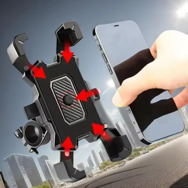 Maerknon 360 Grad drehbarer elektrischer Fahrrad-Telefonhalter für Smartphone, MTB und Motorrad in Schwarz - Bild 1