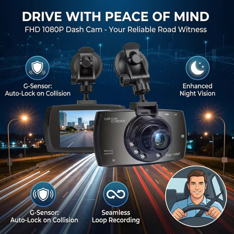 DAINU Dashcam in Schwarz mit 1080p HD, Infrarot-Nachtsicht, Loop-Aufnahme und 24-Stunden-Parküberwachung - Bild 6
