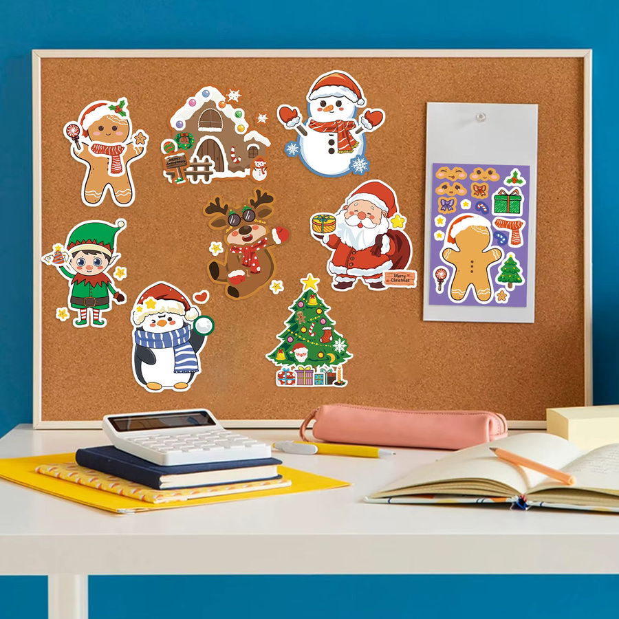 Cartoon Weihnachts Puzzle Aufkleber Set in Multicolour für DIY Dekoration von Notebook, Handyhülle und Kühlschrank - Bild 3